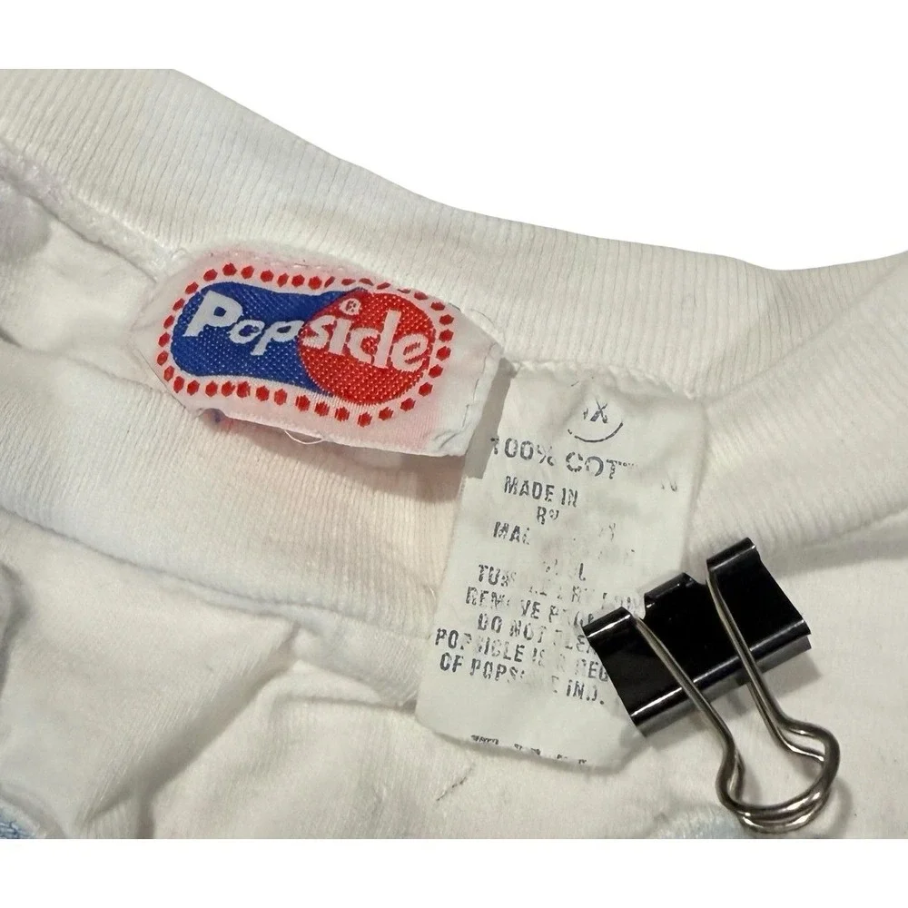 Vintage Popside Kids Denim Overall Shorts Set White Heart T-Shirt 2pc 90s Cotton